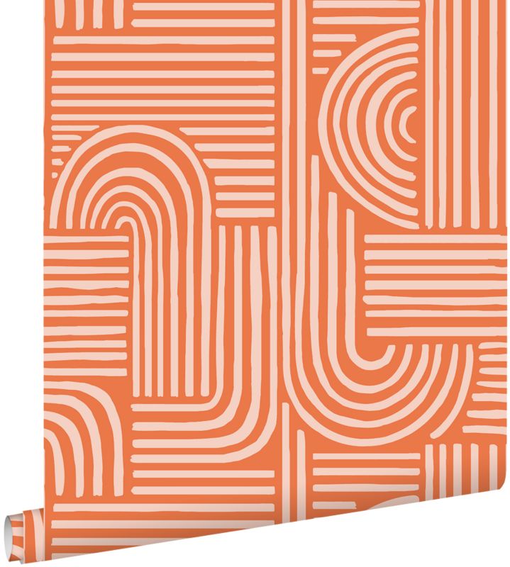 Tapeta ESTAhome graficzny motyw 3D pomarańczowym 50 x 900 cm - 1 rol.