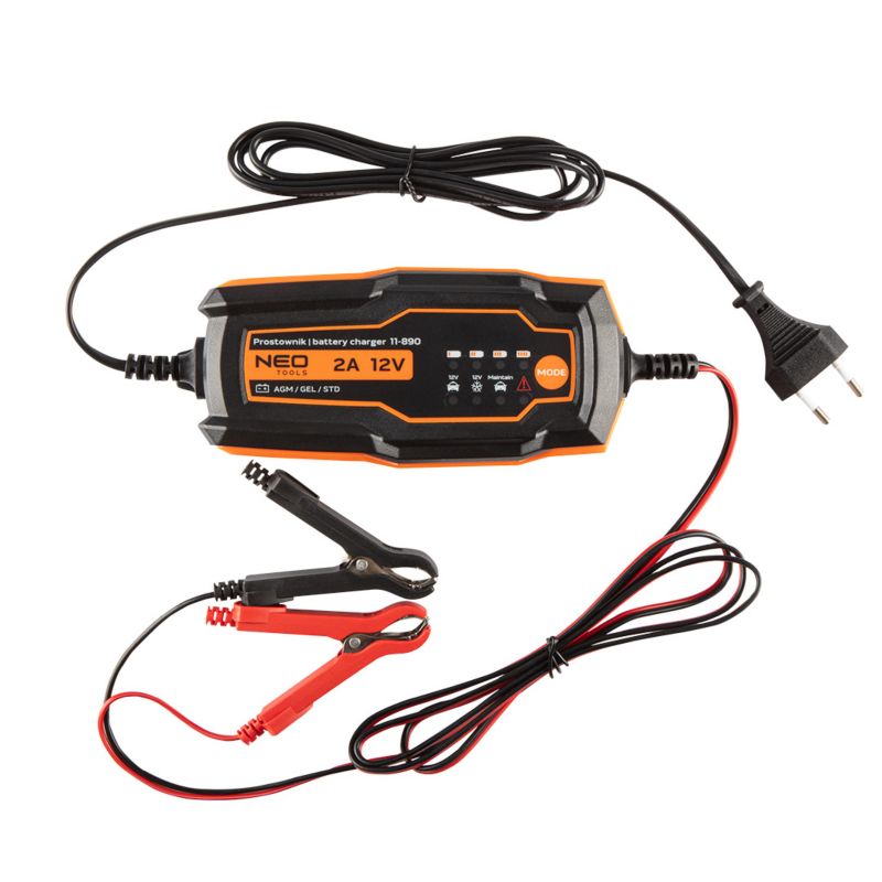 Prostownik automatyczny NEO TOOLS 2A/35W, 4-60Ah, do akumulatorów kwasowych / AGM / GEL 1 szt
