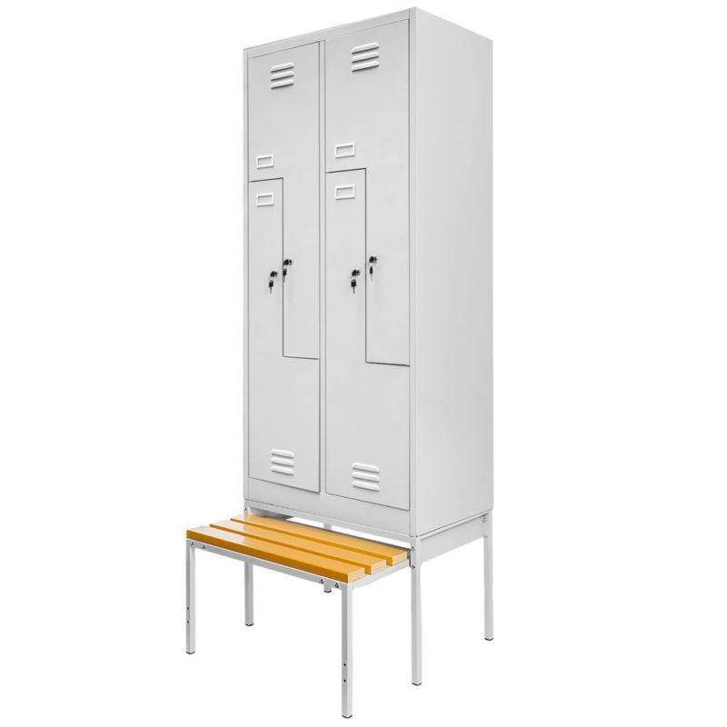 Szafka ubraniowa BHP Mega-M podstawa z wysuwaną ławeczką 4 drzwiowa szara 80x80x223cm 1szt.