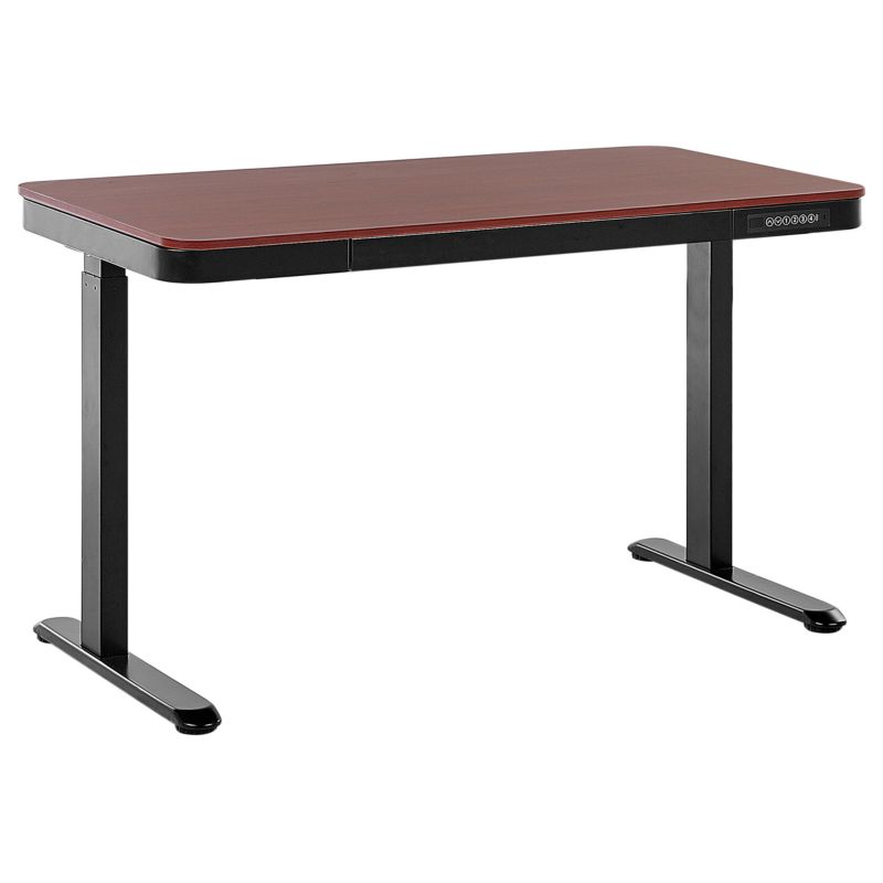Biurko regulowane elektrycznie Kenly Ciemnobrązowy 120 cm 60 cm Z portem USB 1 szt.