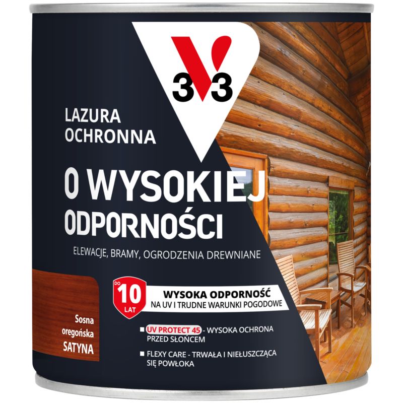 Lazura ochronna o wysokiej odporności V33 sosna oregońska brąz 0,75 l