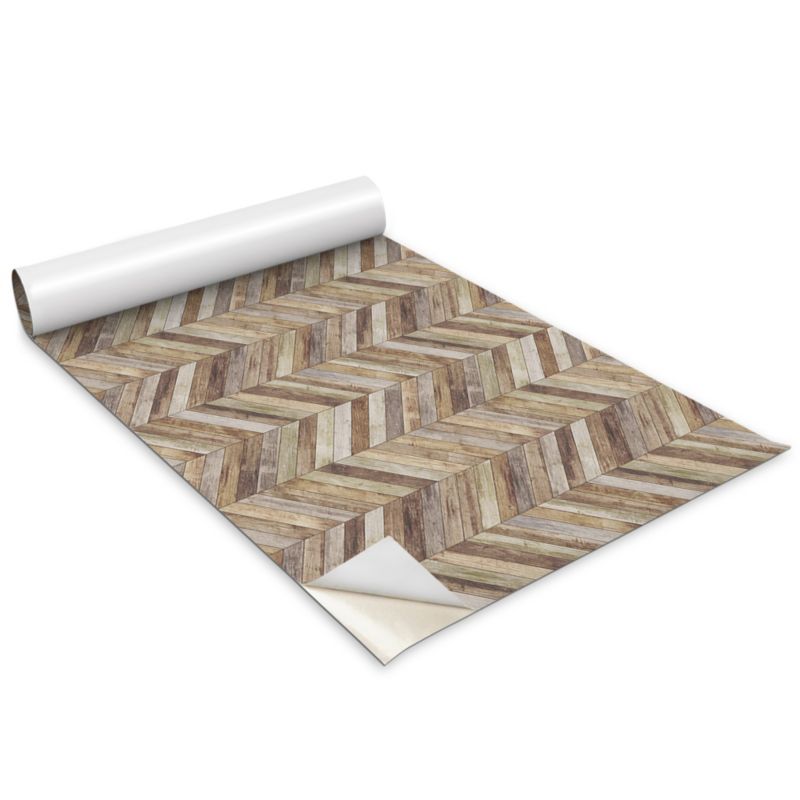 Folia Dekoracyjna Na Meble Wallfluent 100x50 cm Deski w kształcie jodełki Odporna Folia Samoprzylepna Mat 1 rol.