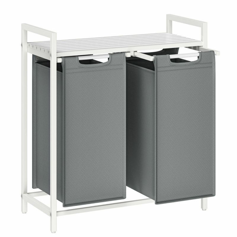 Kosz na pranie LOFT Songmics 2x46l dwie wysuwana komory szary 1 szt.