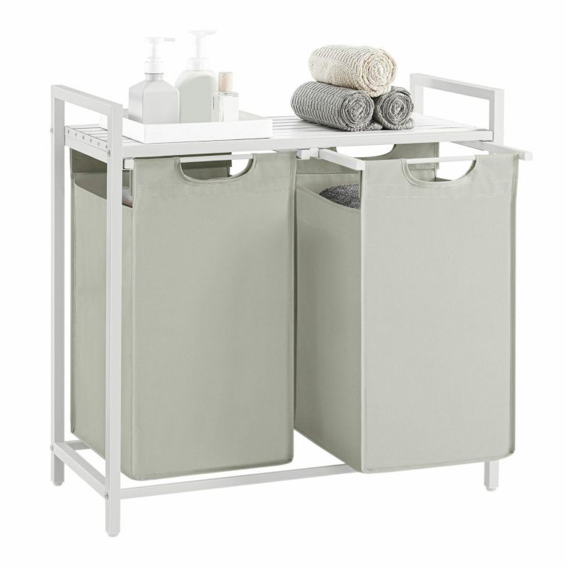 Kosz na pranie LOFT Songmics 2x46l dwie wysuwana komory biały 1 szt.