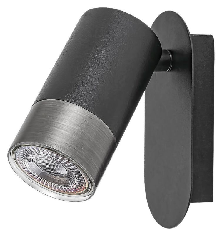 Kinkiet ścienny Rabalux Zircon czarny matowy-srebrny styl nowoczesny 1 x GU10 x IP20 wym: 13 x 6 x 5,2 cm - 1 szt.