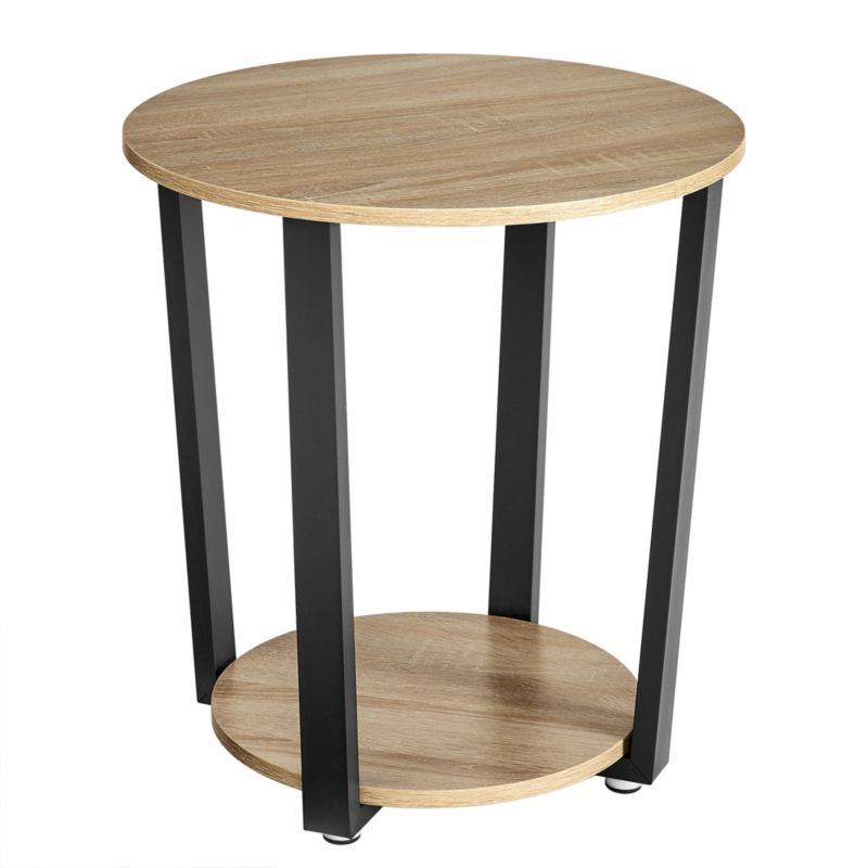 Stolik kawowy Songmics 50x57 cm wysoki okrągły dąb sonoma 2 poziomy 1 szt.