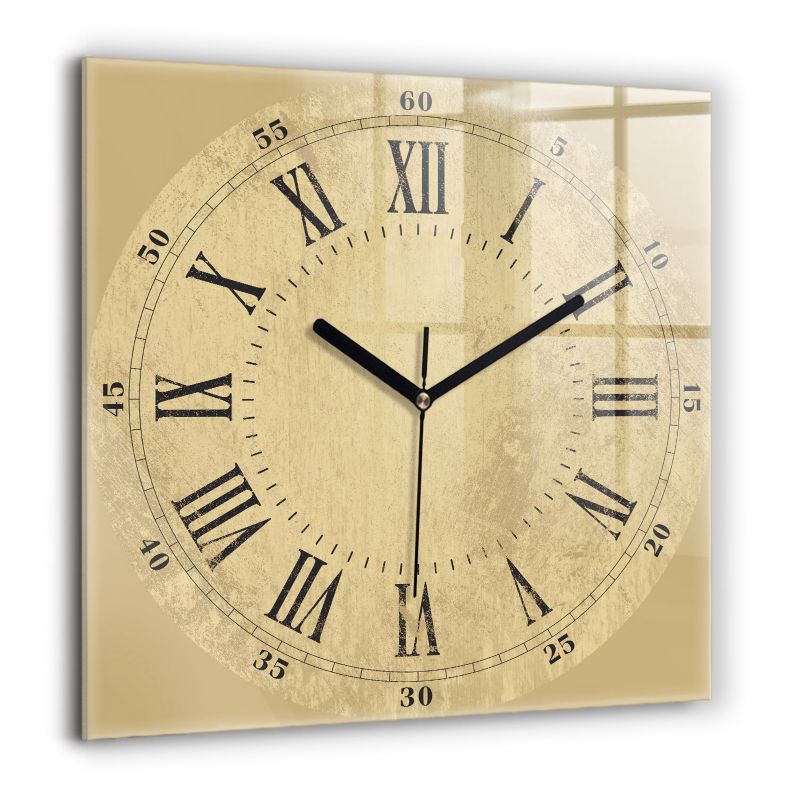 Zegar szklany czarne wskazówki Wallfluent 60x60 cm Brązowe cyfry rzymskie 1 szt.