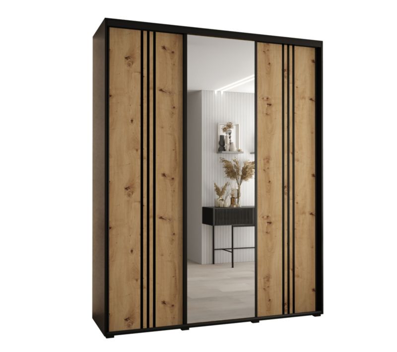 Szafa przesuwna Abiks DAVOS 7 wysoka szer.190cm gł.60cm czarny/artisan/czarny 1szt.