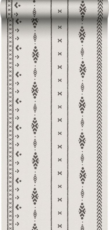 Tapeta Sanders & Sanders motyw etniczny beżowymIczarnym 53 cm x 10 m - 1 rol.