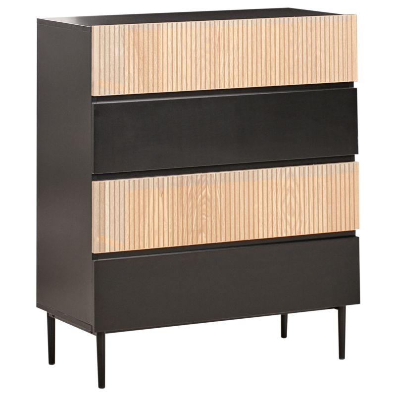 Komoda 4 szuflady Blythe Jesion naturalny Czarny 1 szt.