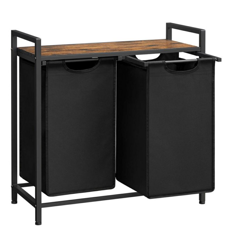 Kosz na pranie LOFT Songmics 2x46l dwie wysuwane komory czarny 1 szt.
