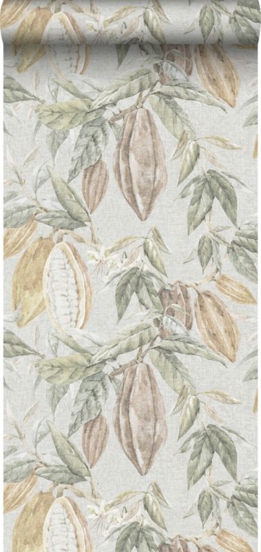 Tapeta Sanders & Sanders owoc szaro zielonym 53 cm x 10 m - 1 rol.
