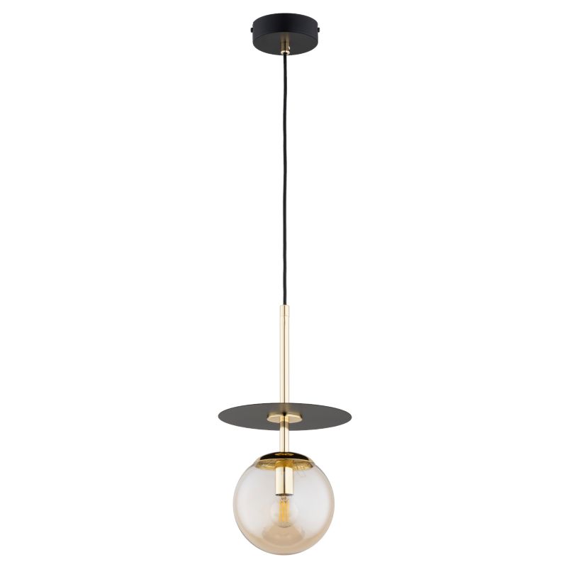 Lampa wisząca bursztynowa kula Alfa QEENCY czarna 1xE14x10W IP20 wym:80x20x20cm - 1 szt.