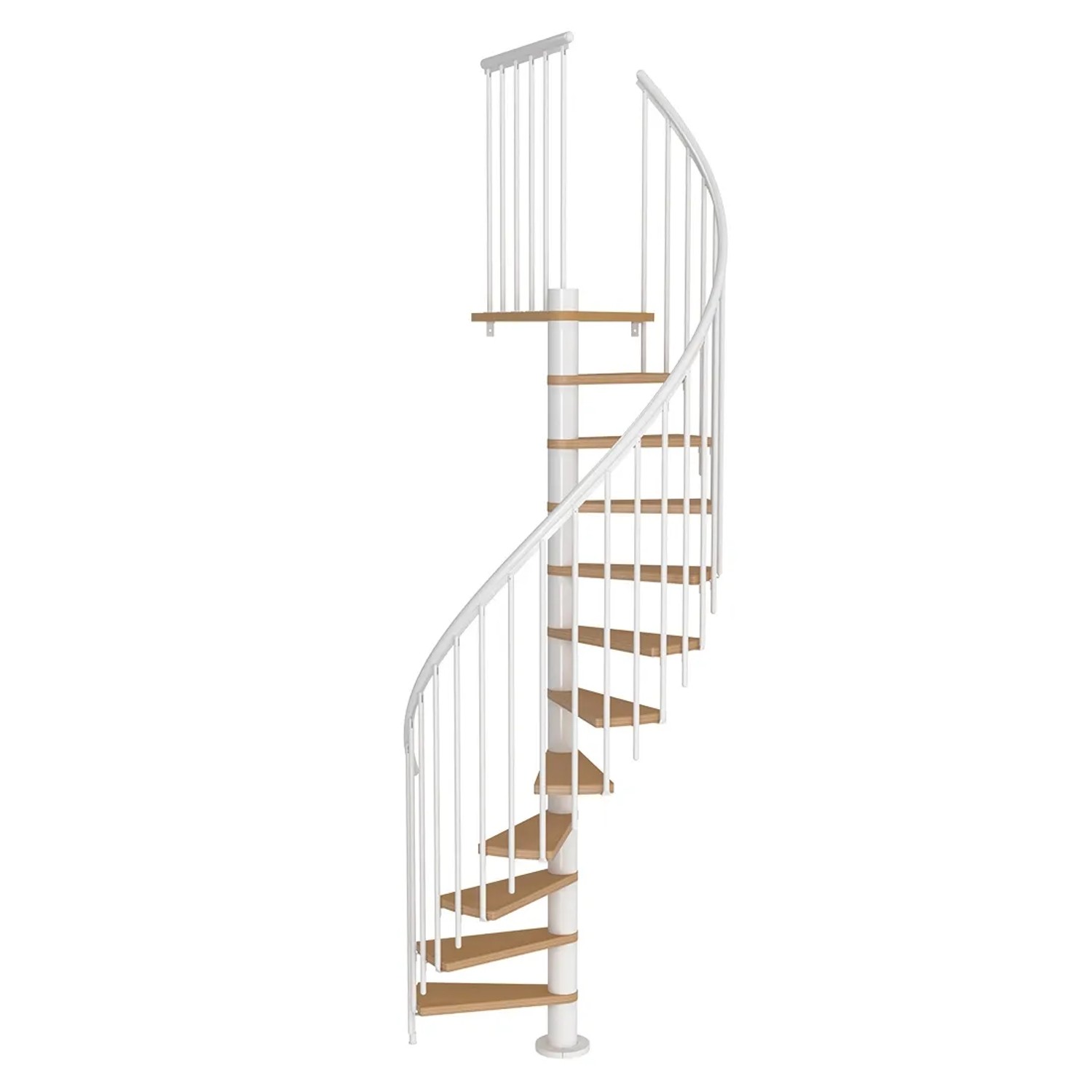 Dolle Schody spiralne Calgary 120 T, 11 stopni+podest, białe+buk, wys. 280,8 cm