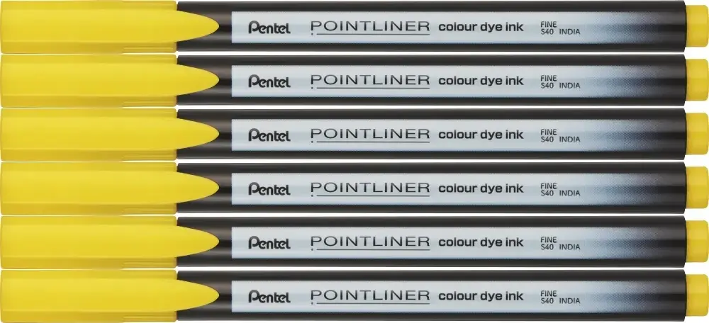 6x Cienkopis Pentel Pointliner Colour, żółty