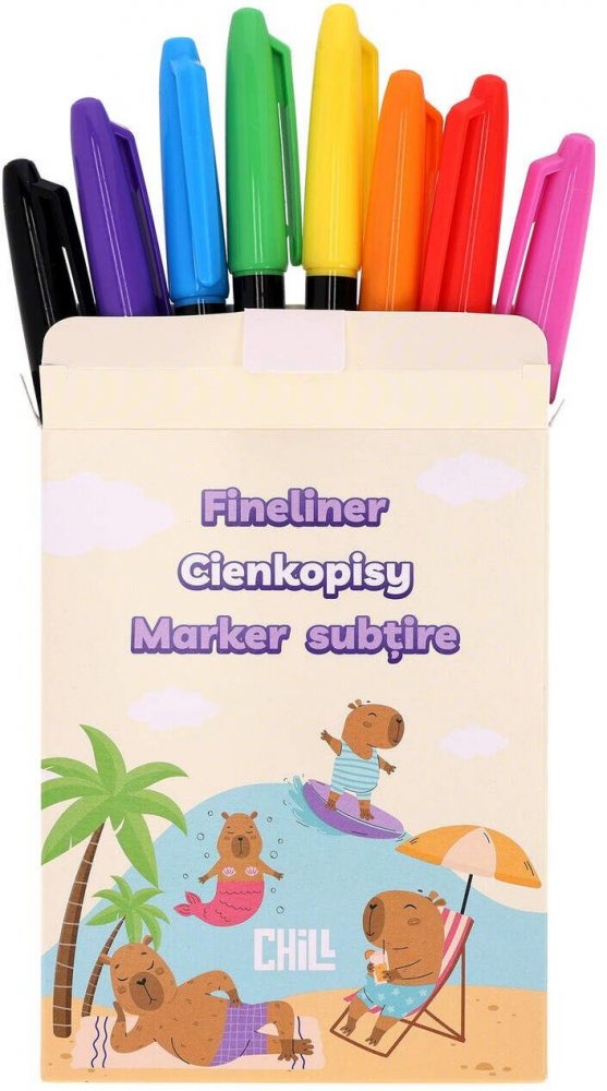 Cienkopisy Strigo Skateliner Capybara, 8 sztuk, mix kolorów
