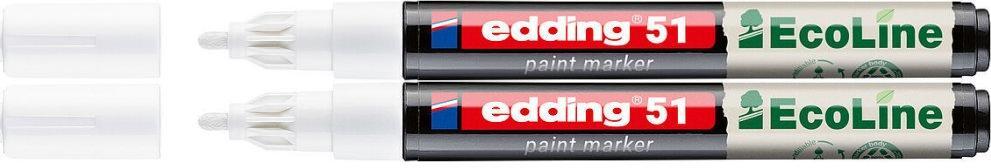 2x Marker olejowy edding 51 EcoLine, okrągła, 1-2mm, biały
