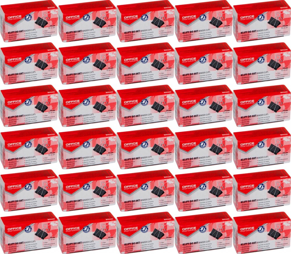 50x Klip biurowy Office Products, 15mm, 12 sztuk, czarny