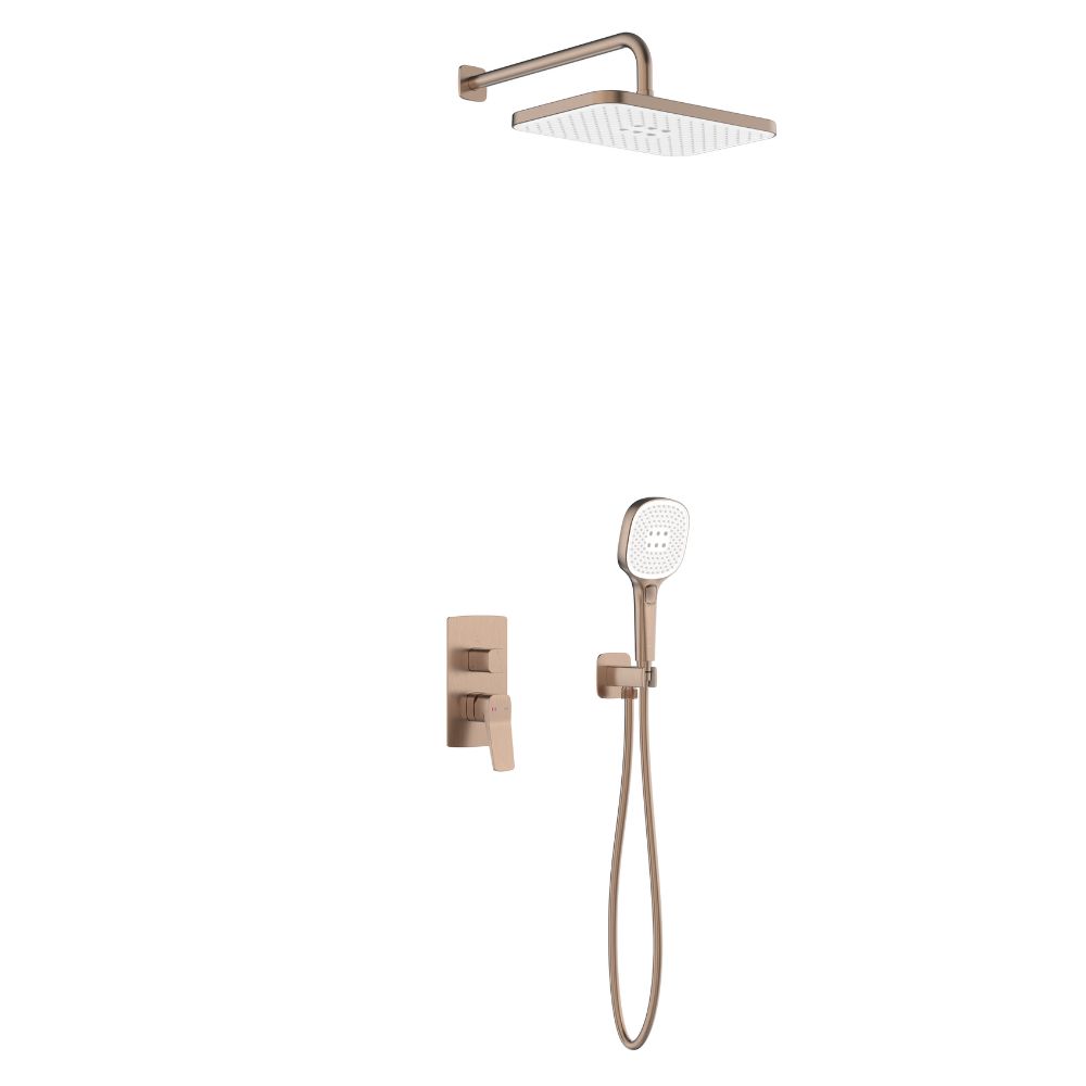 KFA Armatura Malaga Rose Gold zestaw prysznicowy podtynkowy z deszczownicą różowe złoto szczotkowane 4529-501-34 - Wysyłka w 24h