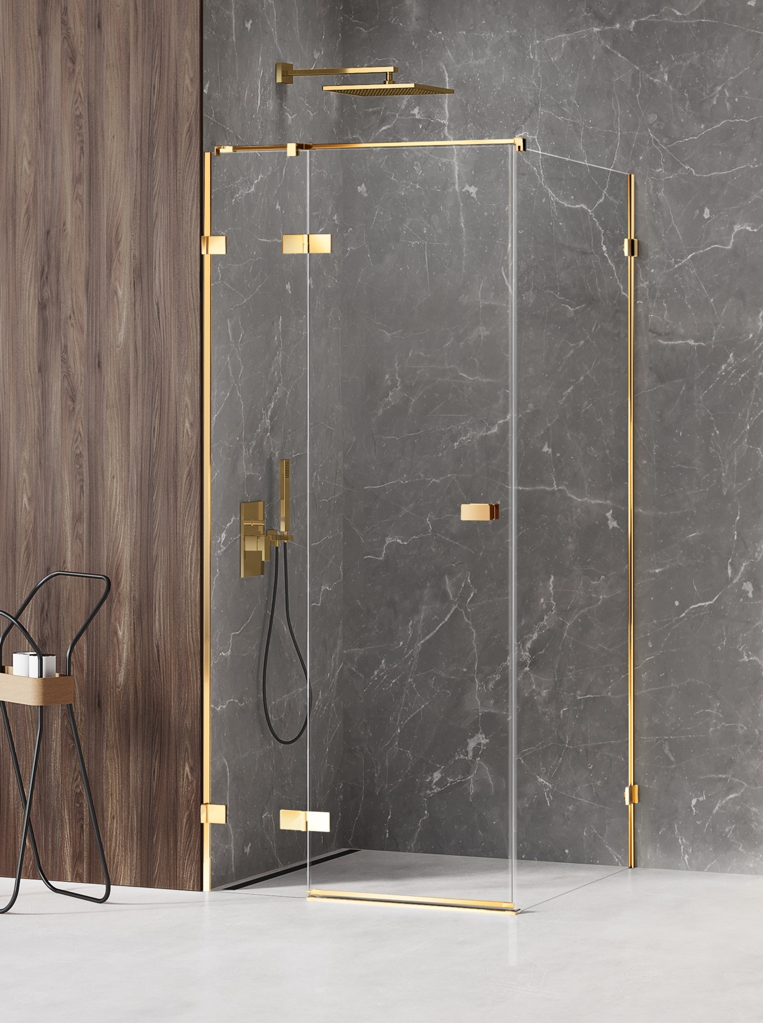 New Trendy Avexa Gold Shine kabina prysznicowa 80x100 cm prostokątna lewa złoty połysk/szkło przezroczyste EXK-1650