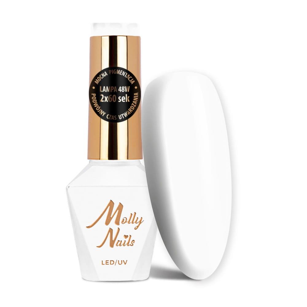 Lakier hybrydowy LED/UV Gel Polish Molly Nails Hypnotise White HEMA/Di-HEMA Free 8g