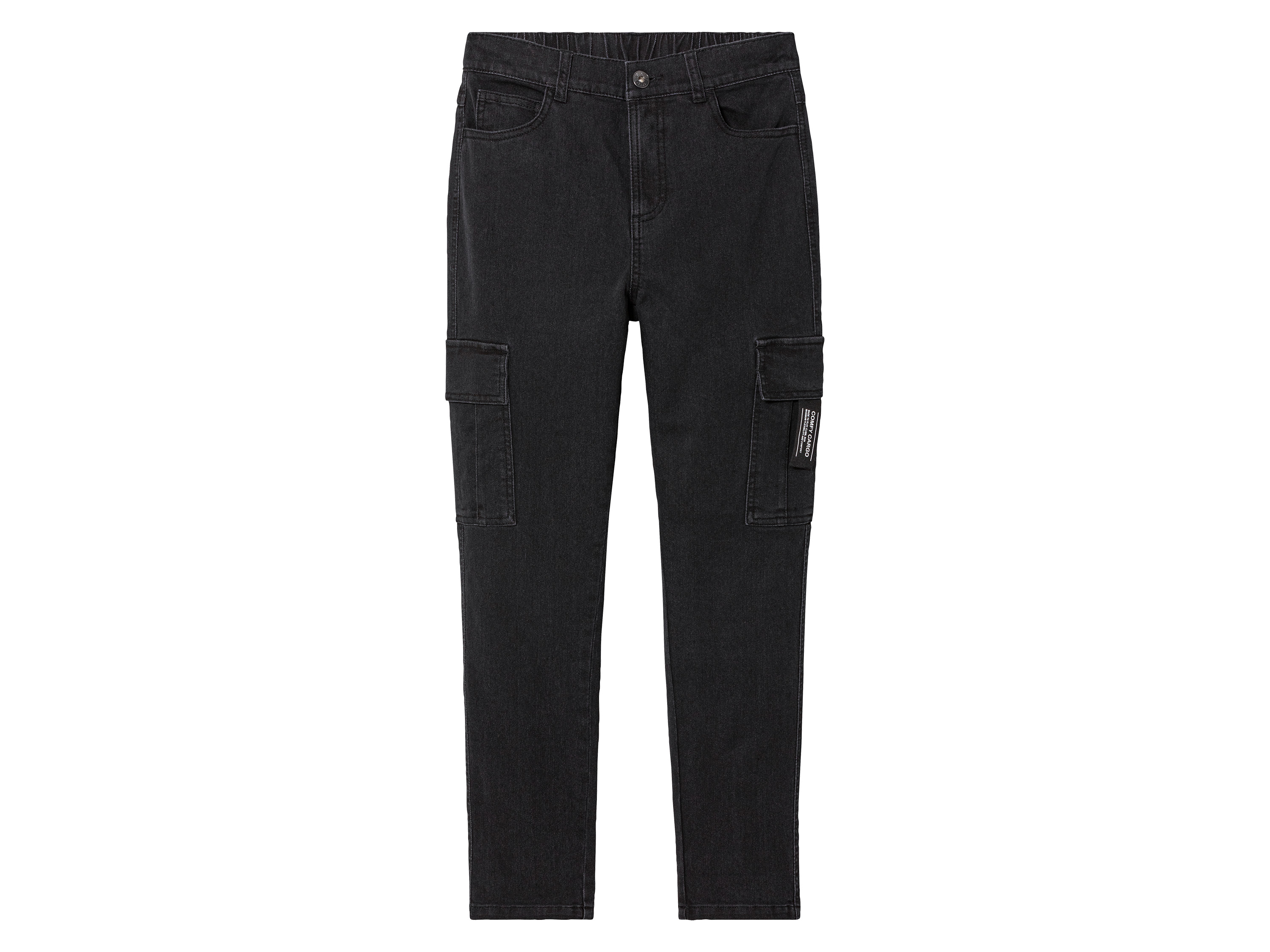 pepperts! Jeansy chłopięce cargo, slim fit Czarny, 140 cm