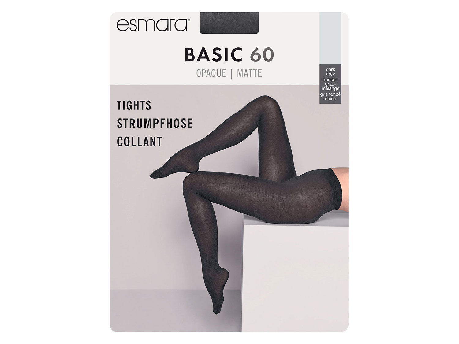 esmara Rajstopy damskie, 60 Den, 1 para Ciemnoszary, M 40/42