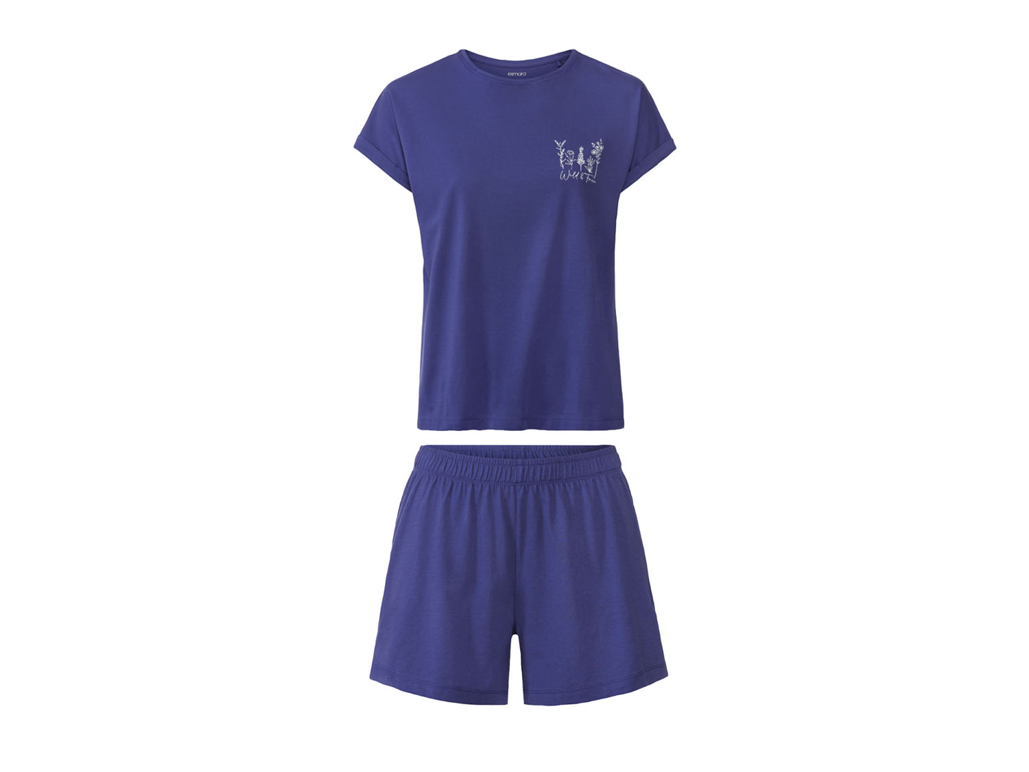 esmara Piżama damska z bawełny t-shirt + szorty XS 32-34, Fioletowy