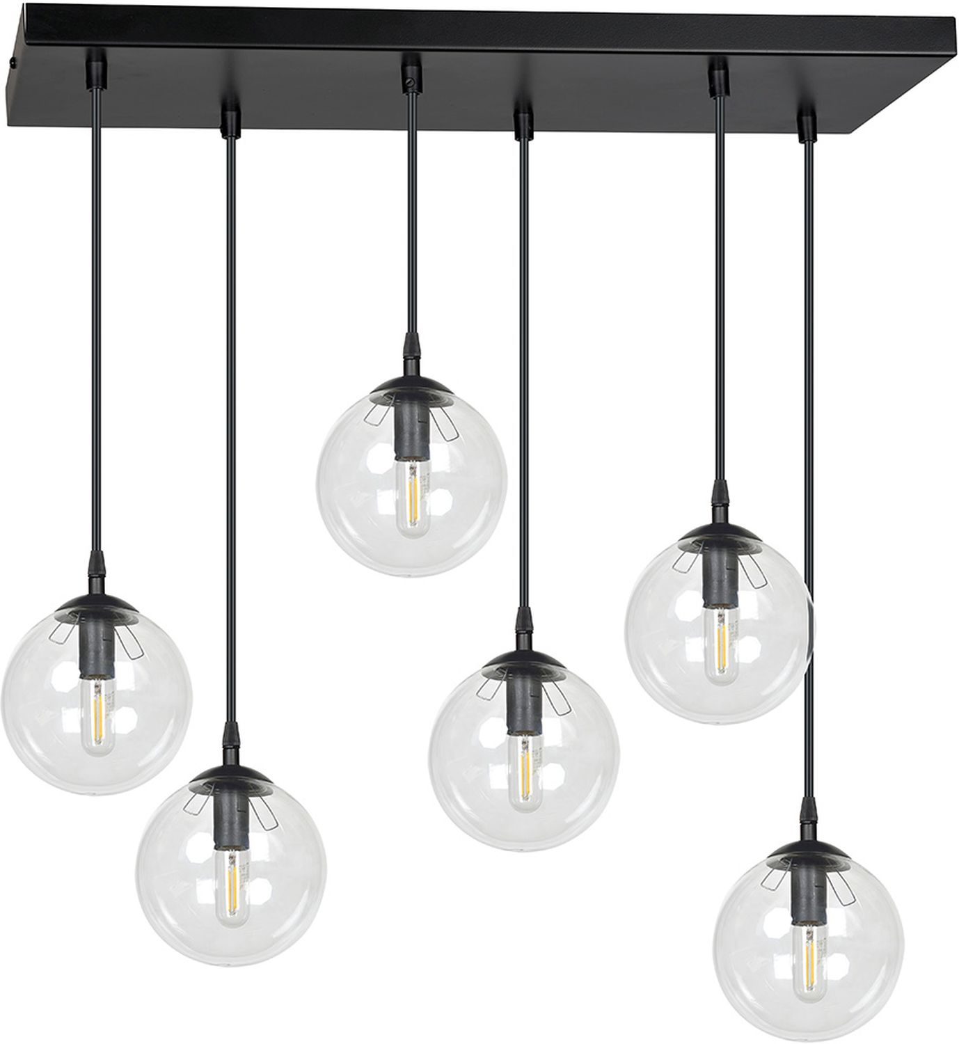 Darmowa Dostawa - Lampa wisząca 6x10 W czarna-przezroczysta Emibig Cosmo 7116