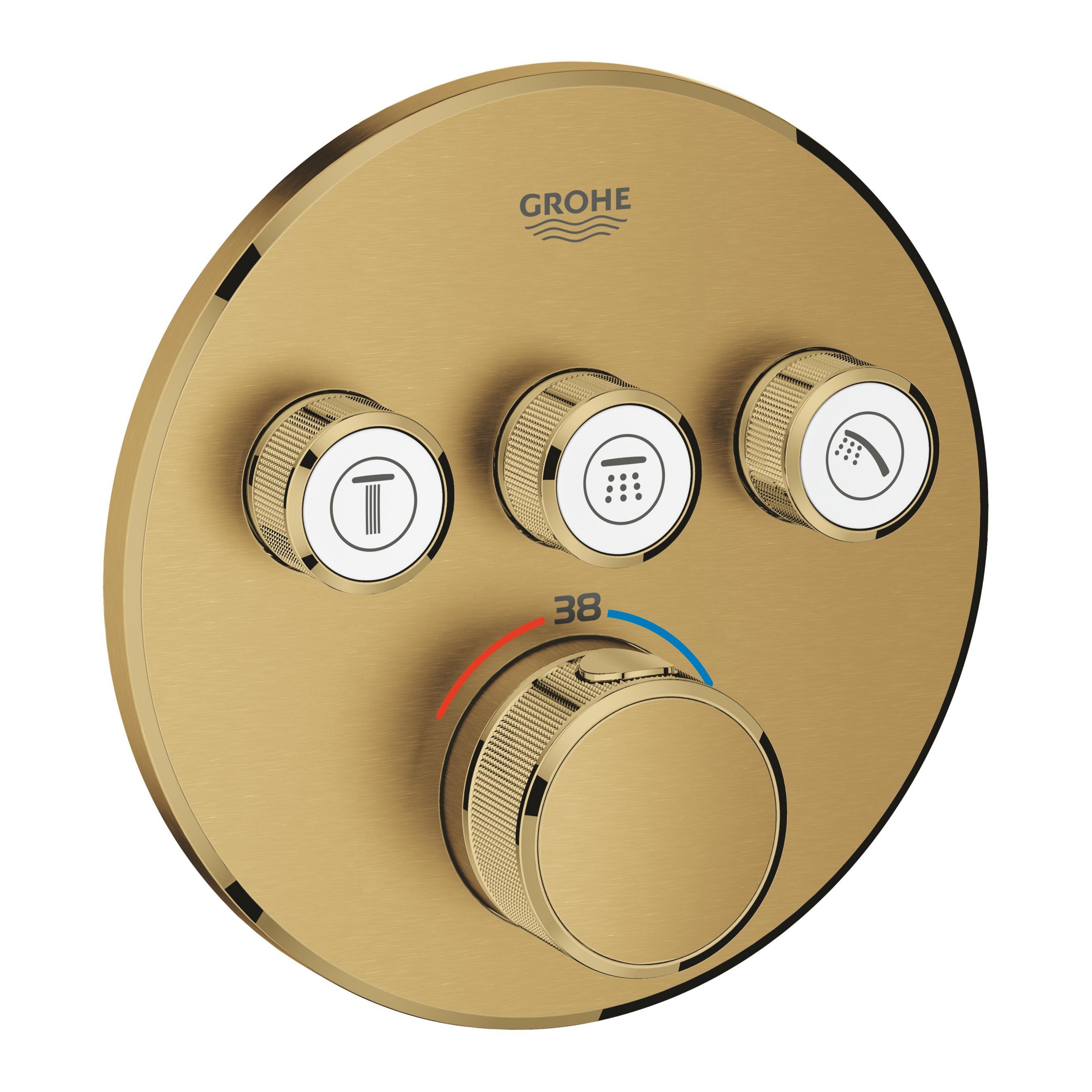 Darmowa Dostawa - Bateria wannowo-prysznicowa podtynkowa z termostatem brushed cool sunrise Grohe Grohtherm 29121GN0