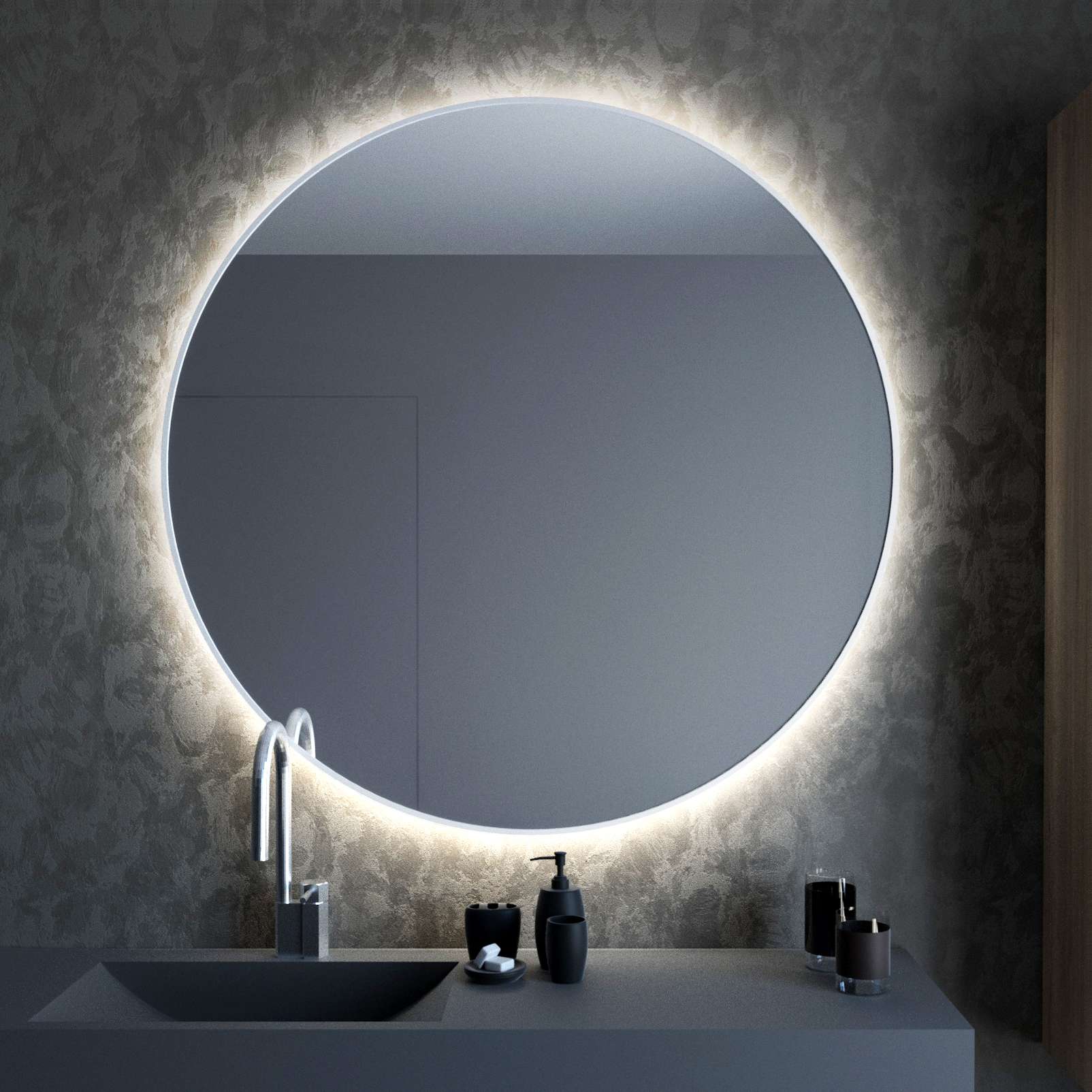 Darmowa Dostawa - Lustro 80x80 cm okrągłe z oświetleniem biały Baltica Design Bright 5904107900261