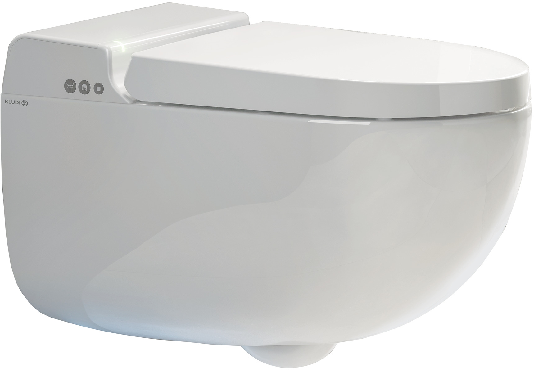 Darmowa Dostawa - Toaleta myjąca wisząca bez kołnierza ze spłukiwaniem wirowym biała Kludi Cleantronic 16WCW0143