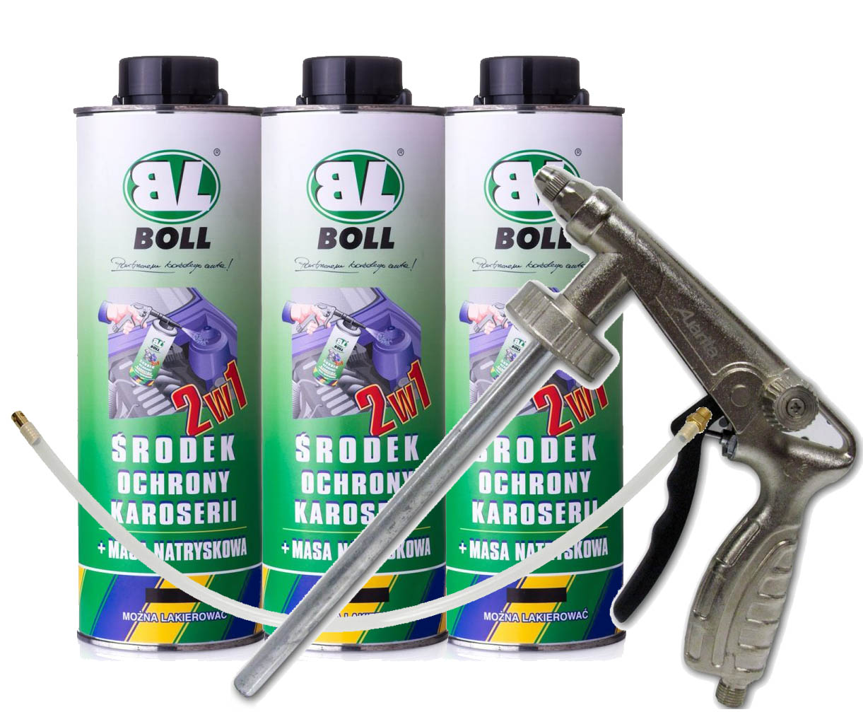 BOLL ŚRODEK OCHRONY KAROSERII + MASA NATRYSKOWA 2W1 CZARNY 3L + PISTOLET - Petrostar
