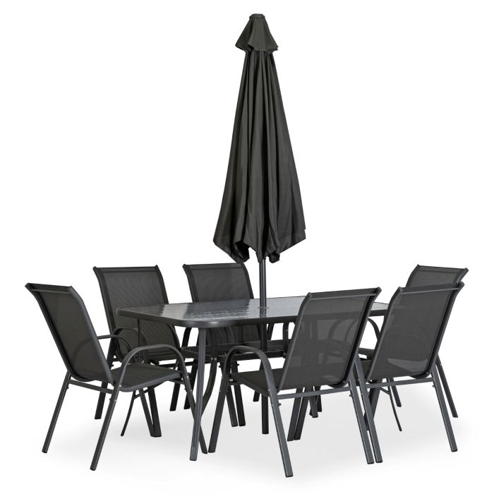Zestaw Mebel Elite NEBRASKA Mebli Ogrodowych Stół 6x Krzesło Parasol Na Taras Ogród 1 szt