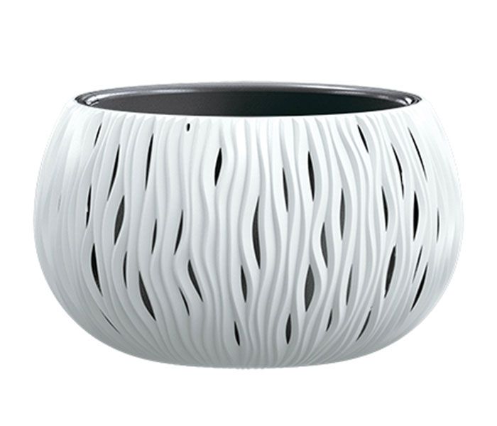 Doniczka ozdobna z wkładem biała Bowl Sandy DSK240-S449