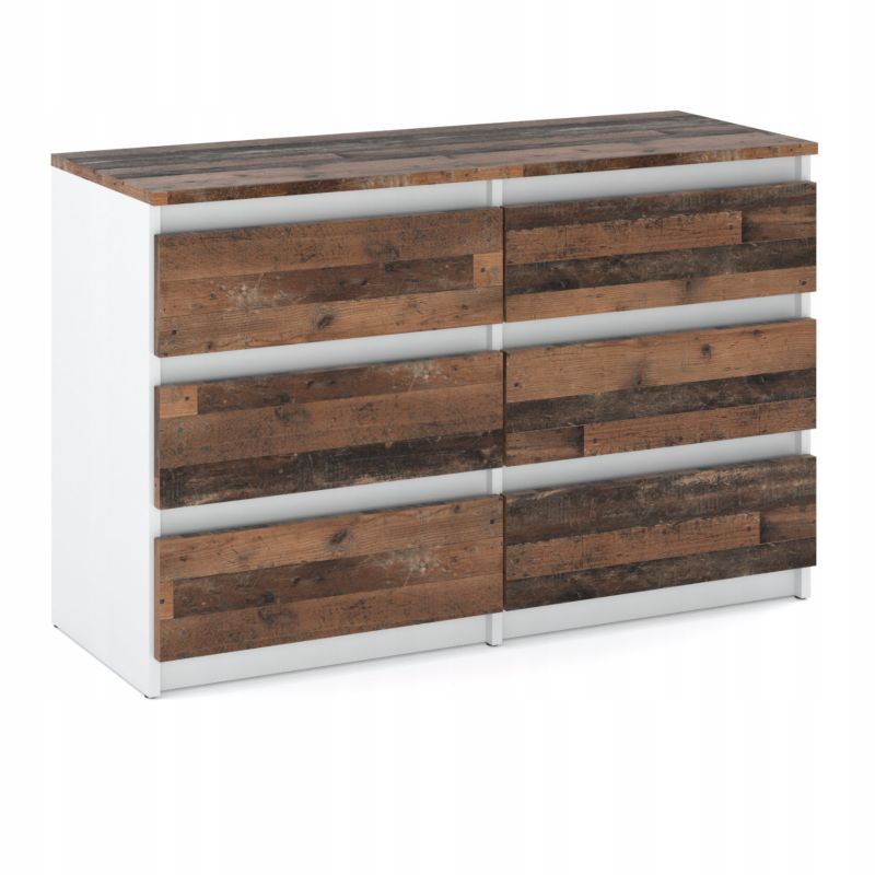 Komoda Z 6 Szufladami Stiv-Meble Biały Mat Vintage Old Szafka 100X33,5X71,5 Cm 1Szt.