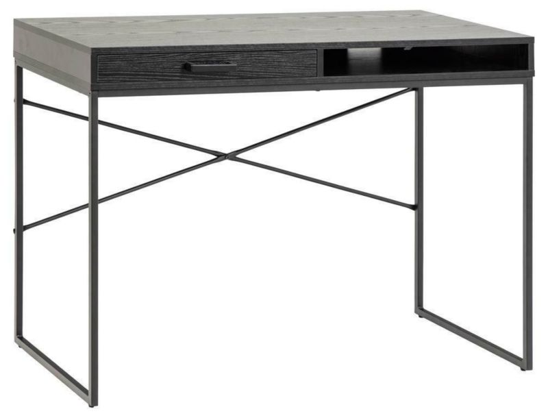 Biurko Seaford ACTONA biurko nowoczesne z szufladą czarne 110 cm do pracy i pokoju młodzieżowego 1 szt.