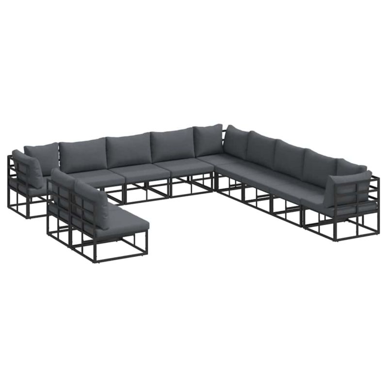 Zestaw mebli ogrodowych wypoczynkowy WaszeMeble 11-osobowy aluminium czarny z poduszkami WM-3378880 1 kpl