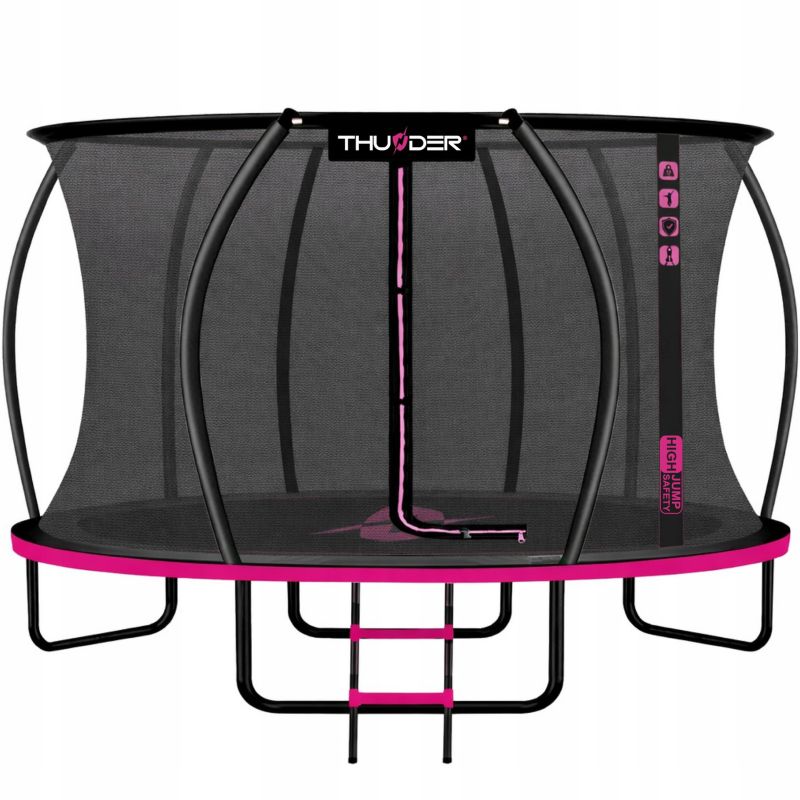Trampolina ogrodowa THUNDER 12ft 366 cm z siatką i drabinką profesjonalna łatwy montaż 1szt.
