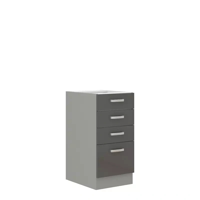 Szafka kuchenna z szufladami szary połysk 40 cm SILVER