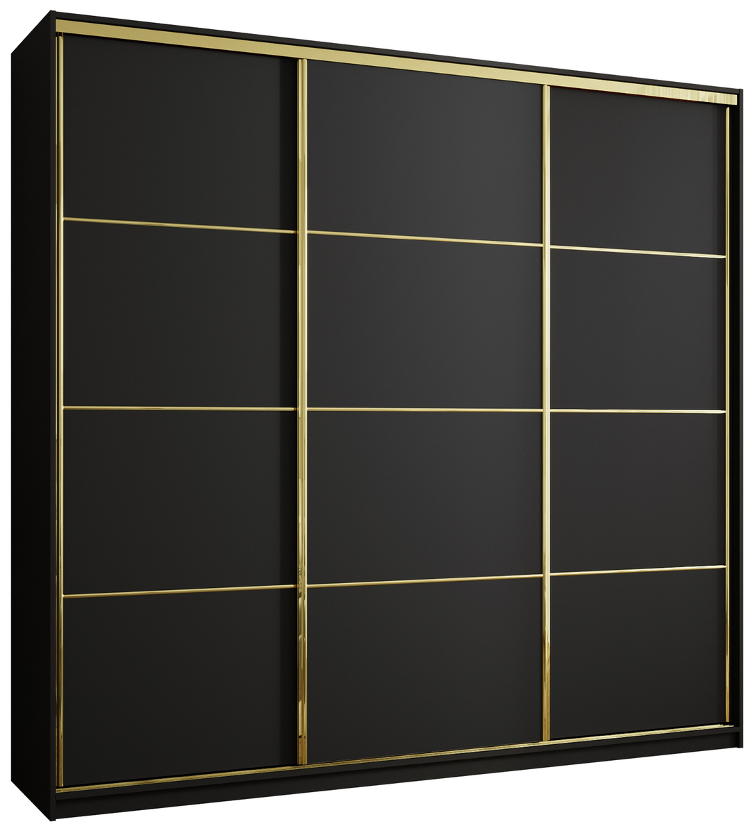 Czarna szafa przesuwna 250 cm GOLD NEW MAX glamour