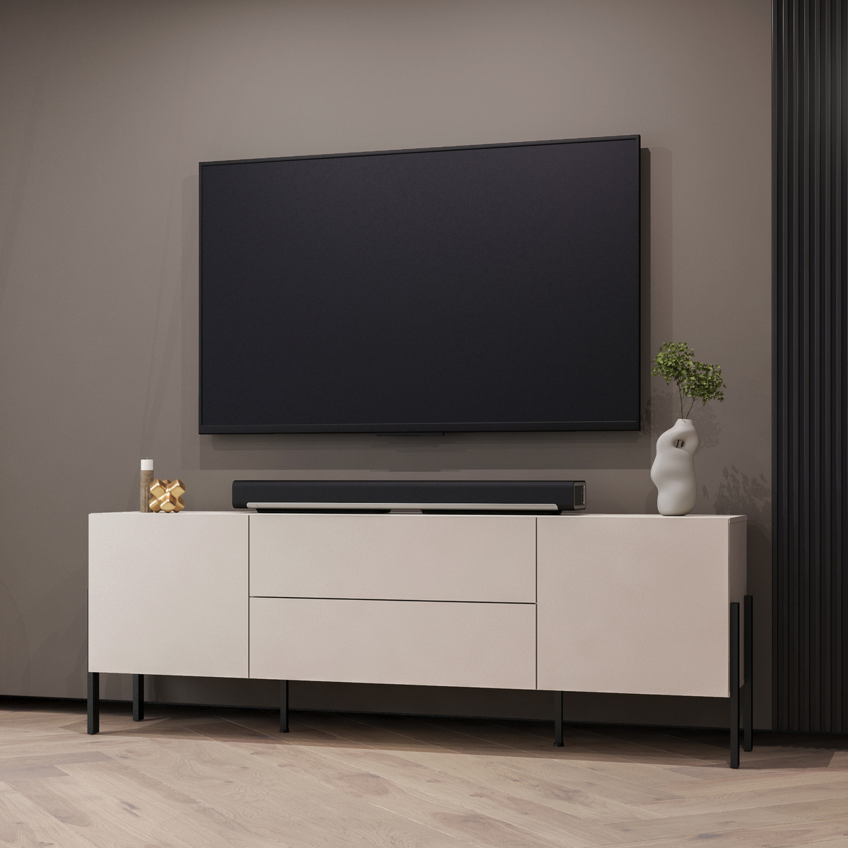 Szafka RTV 204 cm do salonu z szufladami kaszmir JUKON
