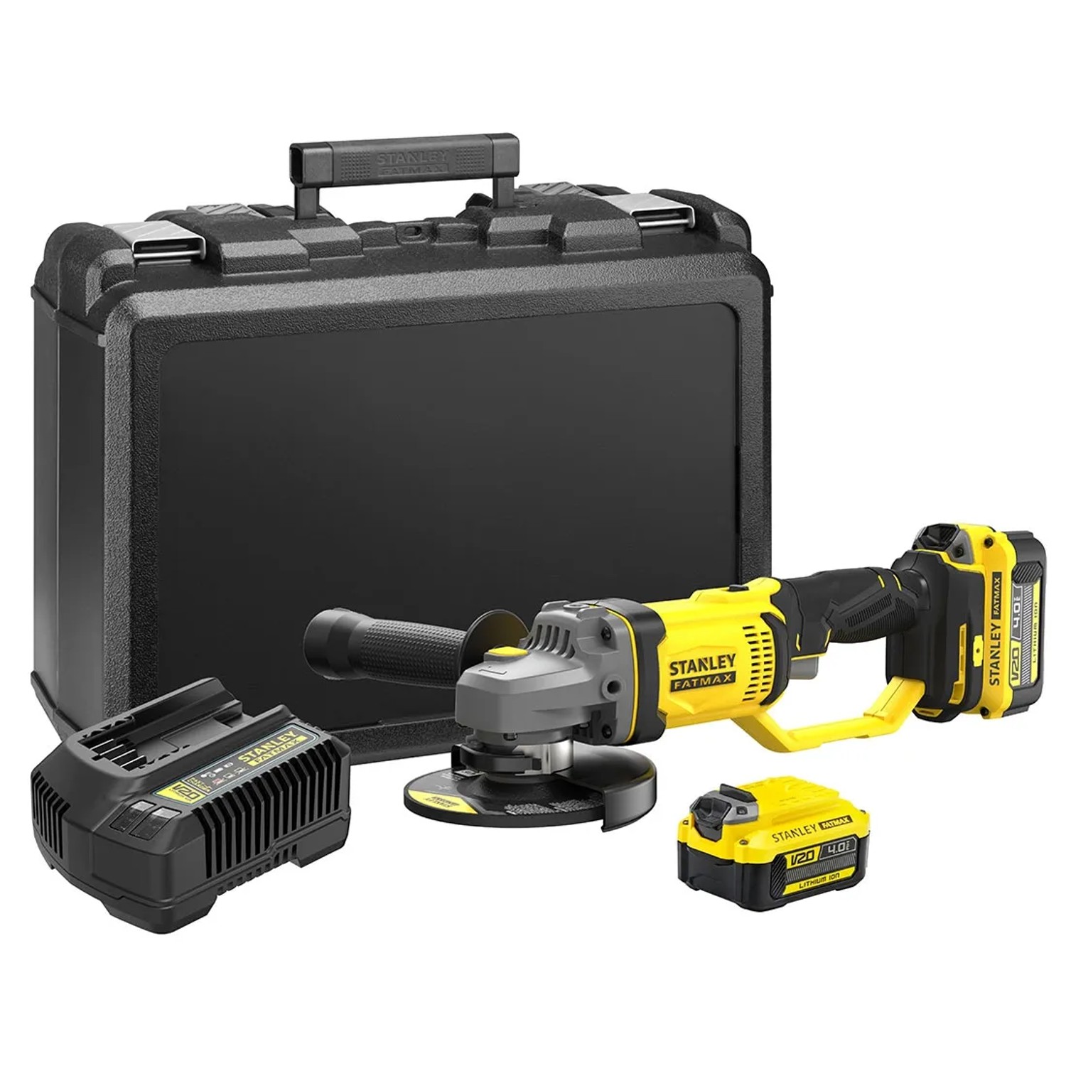 Stanley FatMax Szlifierka kątowa SFMCG400M2K-QW 18V 125 mm + 2 akumulatory 4 Ah