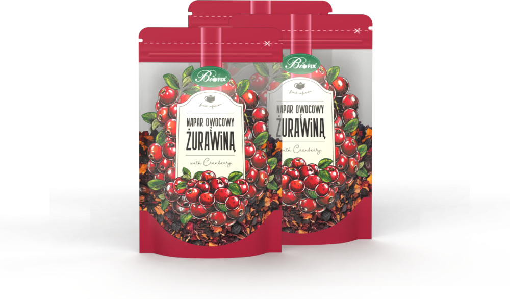 3x herbata owocowa z suszu BiFix, żurawina, 100g