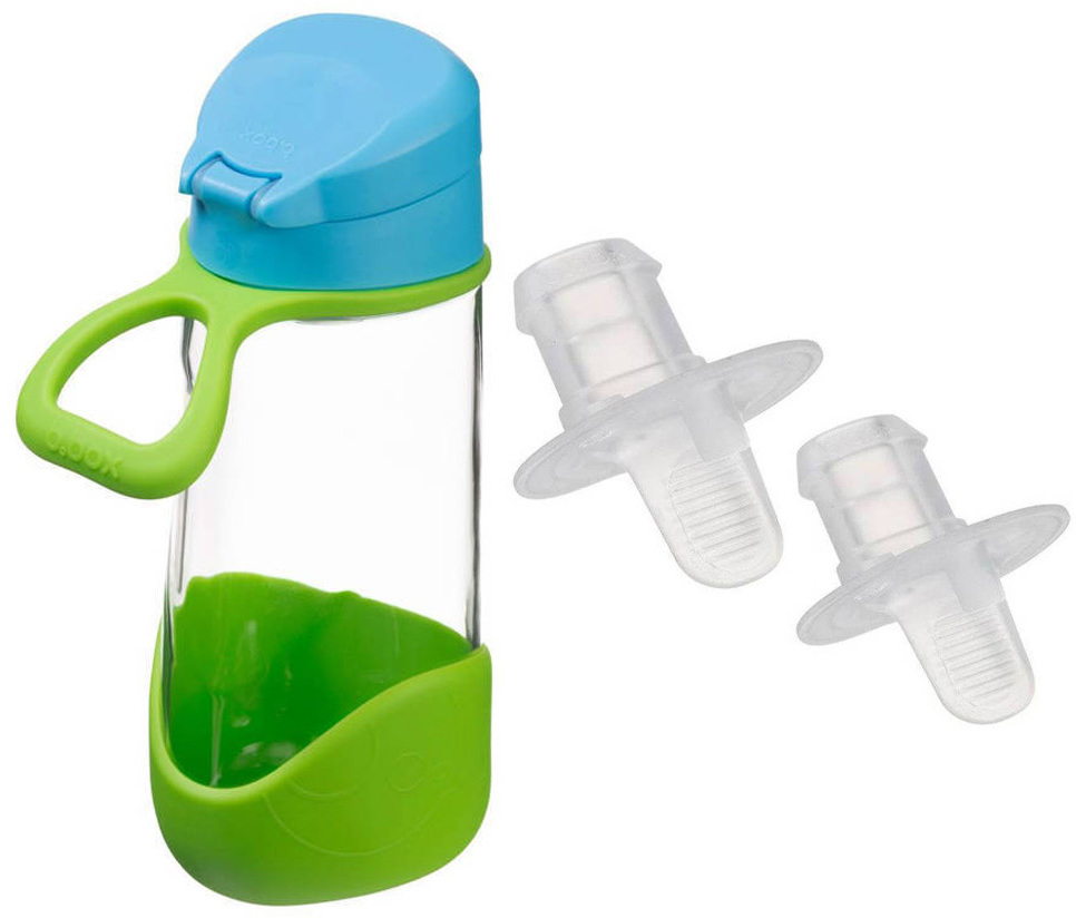 Zestaw: Sportowa butelka tritanowa B.Box, 450 ml, Ocean Breeze + Ustniki zapasowe, 2 szt.