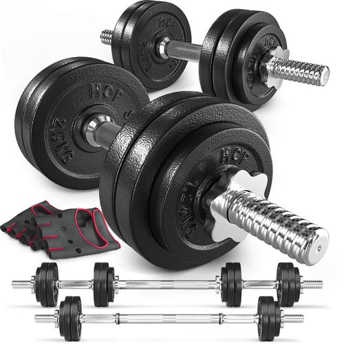 2in1 Kurzhanteln & Langhantel Set 30kg aus Gusseisen