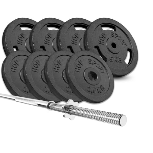 Gusseisen Hantelset 39kg mit Langhantel