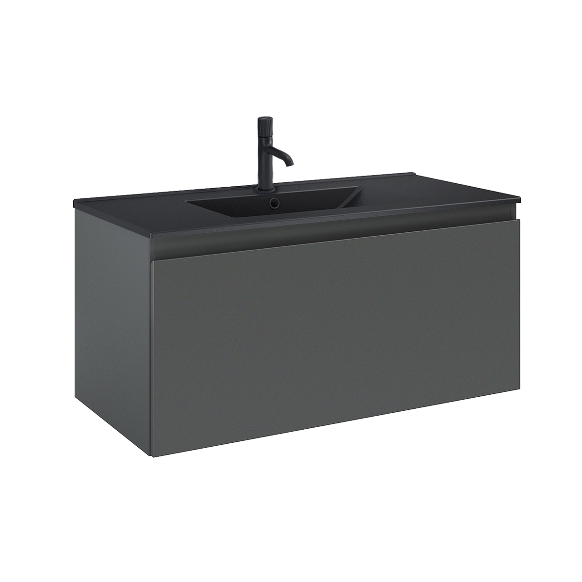 Oltens Vernal umywalka z szafką 100 cm czarny mat/grafit mat 68017400 - Wysyłka w 24h