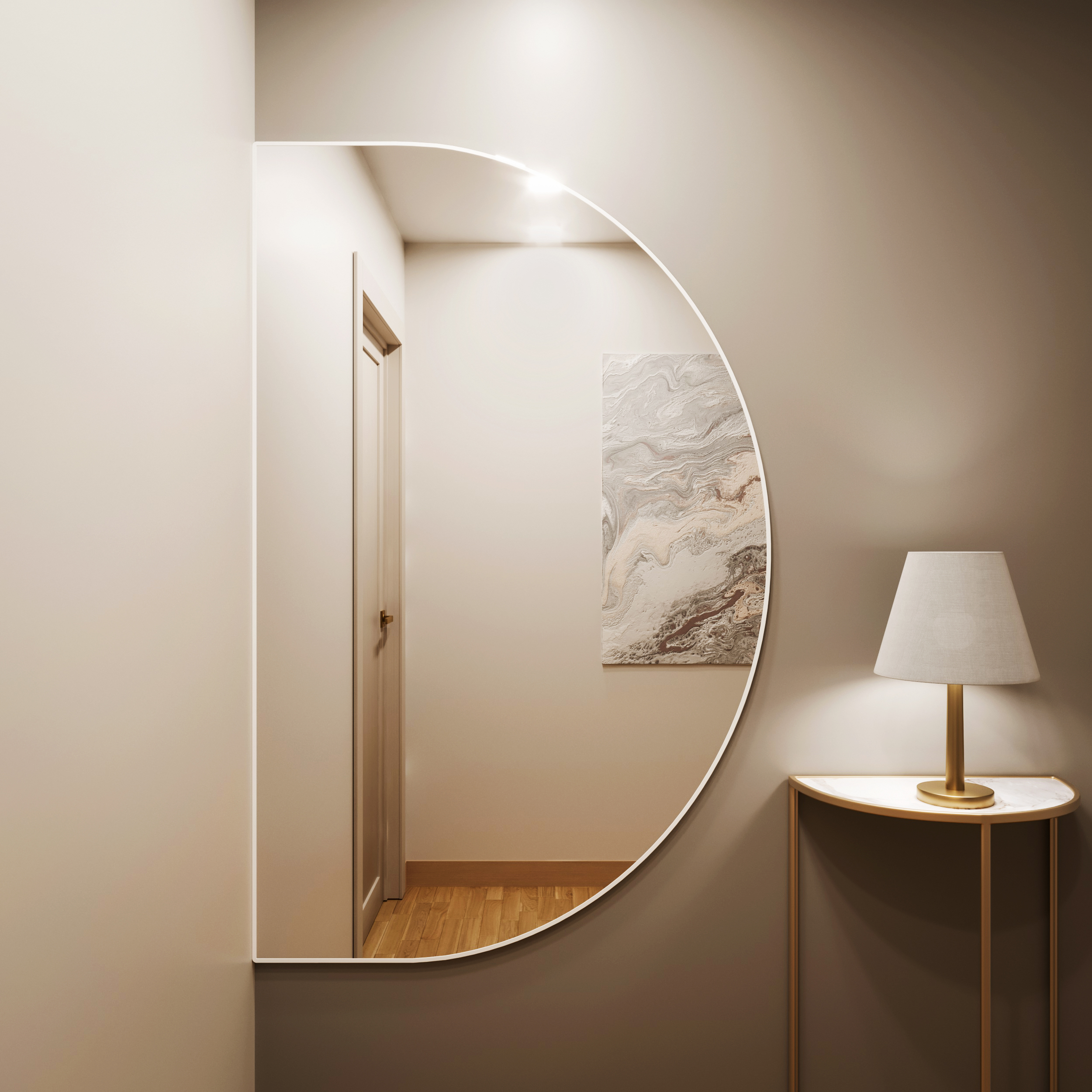 Baltica Design Tiny Border Semi Round lustro 130x65 cm białe