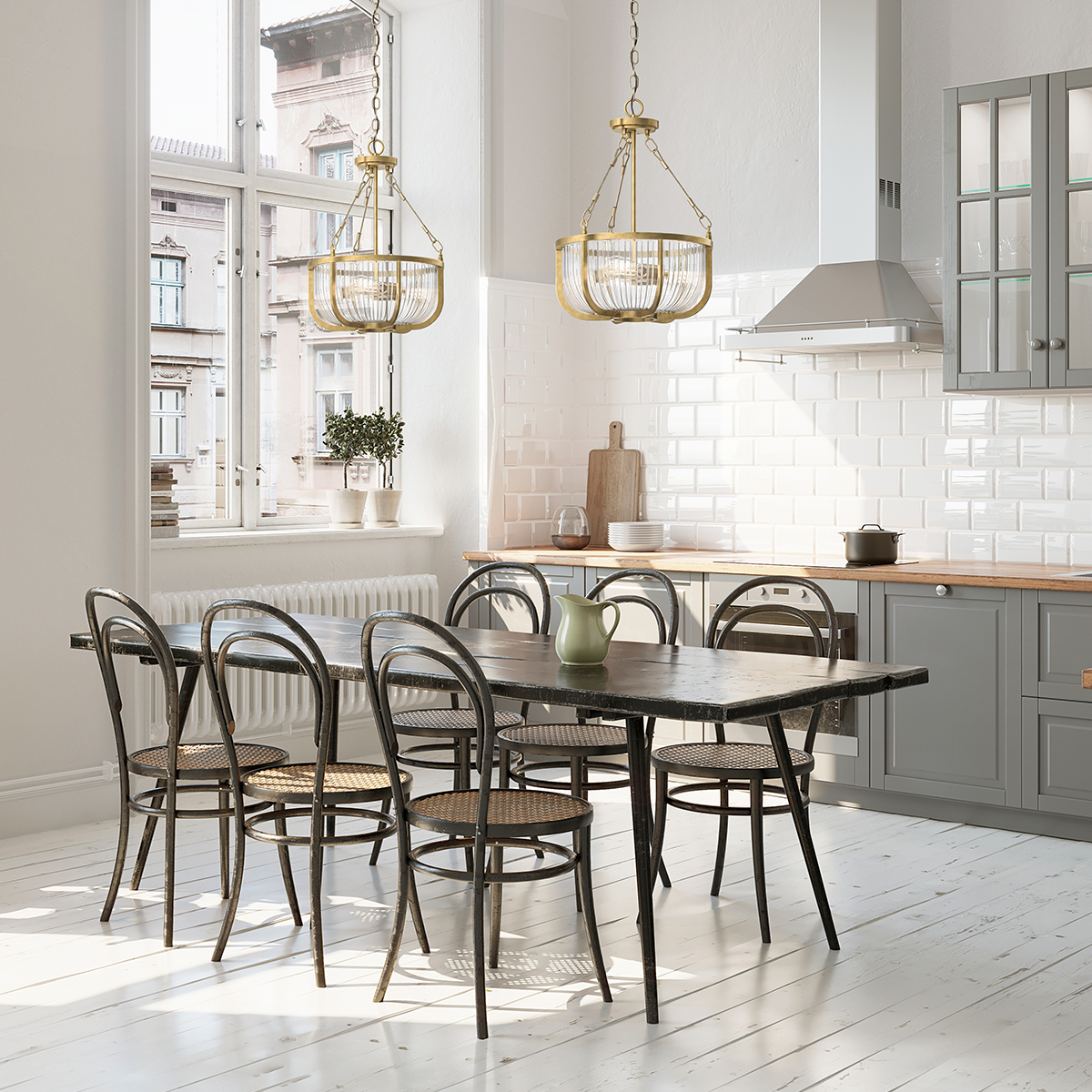 Quintiesse Roux lampa wisząca 3x60 W naturalny mosiądz QN-ROUX3-NBR